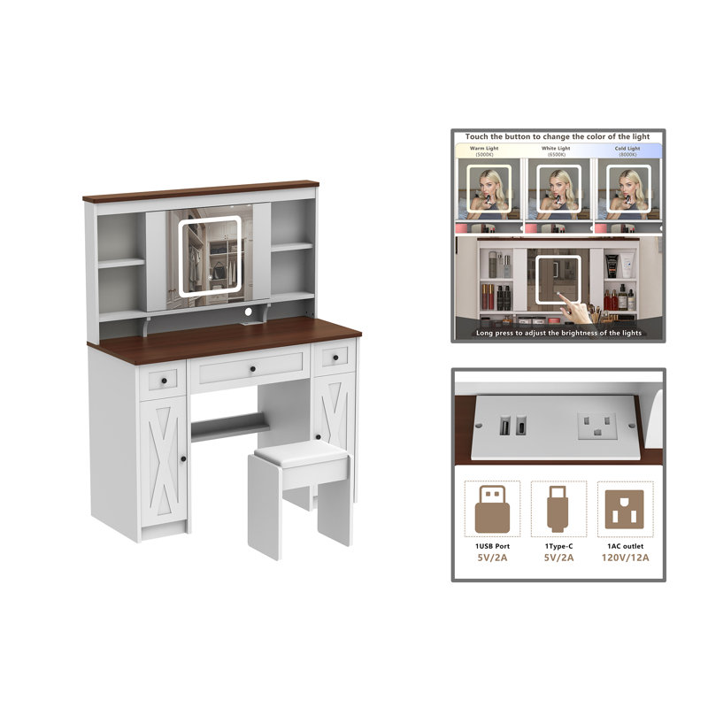 Vanity Table With 1 Stool