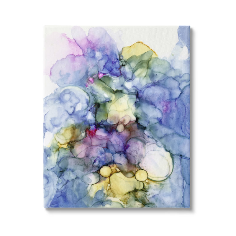 Peinture contemporaine à l'aquarelle abstraite audacieuse «Cool Tones» par Kim Curationa - Peinture, Toile tendue