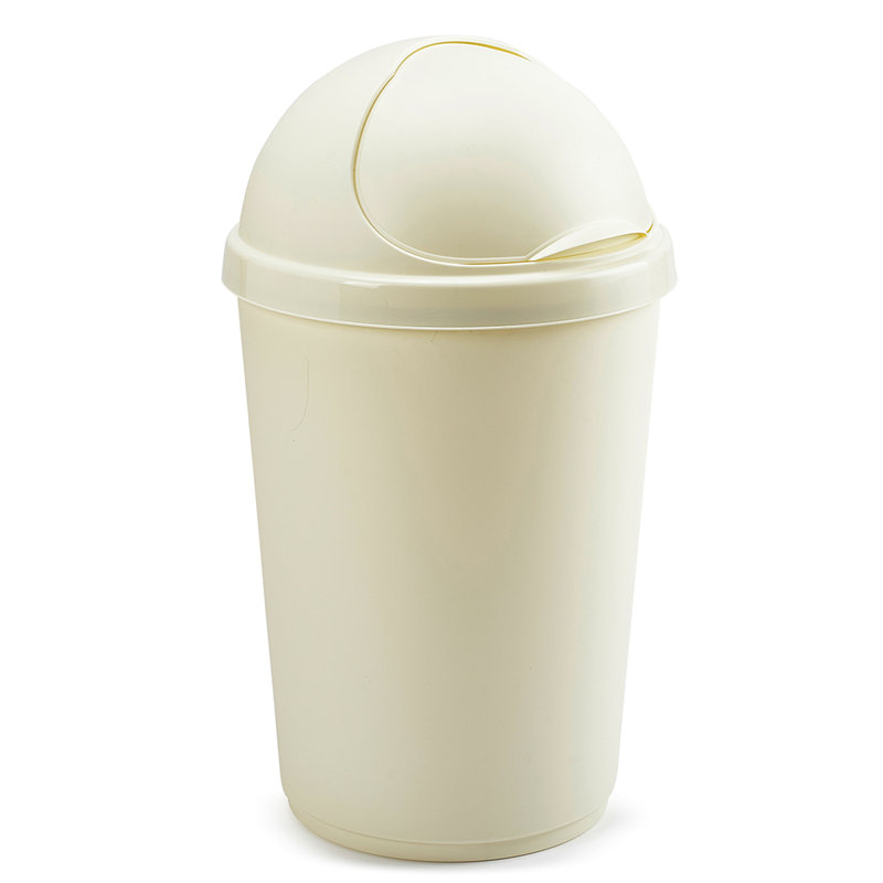 Whitefurze Plastic Rubbish Bin, 30L, Cream, 49cm H  x 33cm W  x 33cm D