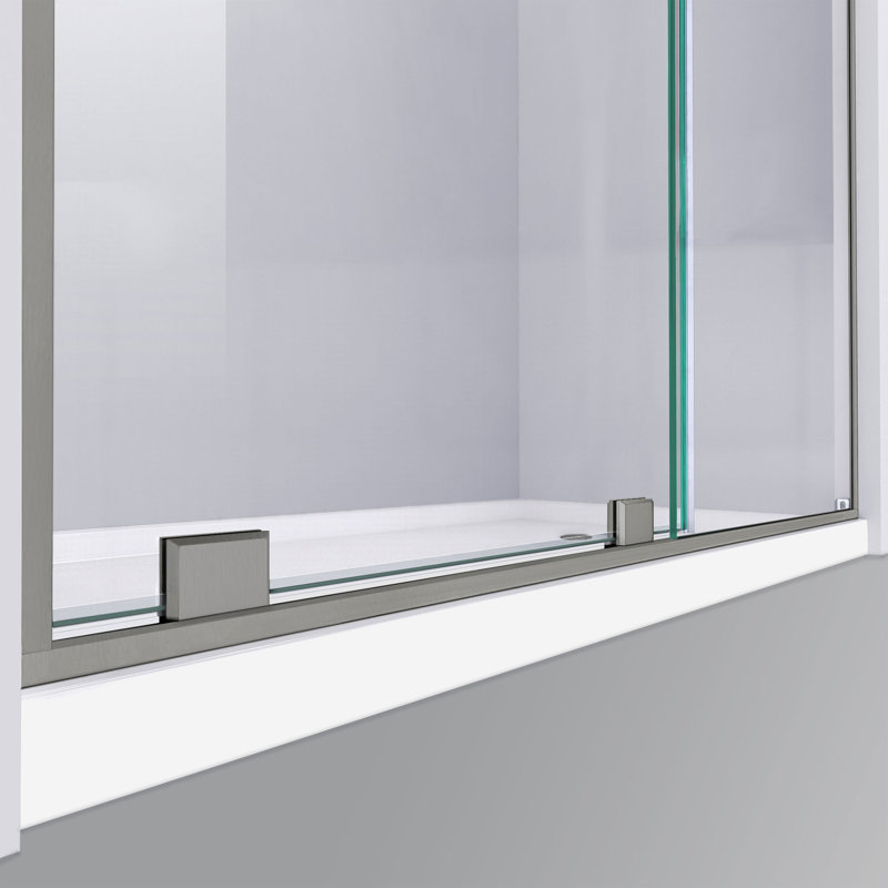 Mirage-Z 56'' W x 58" H Single Sliding Frameless Tub Door with ClearMax™ Technology, Brushed Nickel