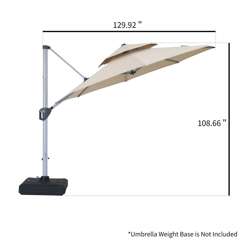 Parasol en porte-à-faux 129,92 po Rosealie, Beige