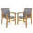 2 Pcs Outdoor Dining Chairs Acacia Wood Patio Chairs With Breathable Fabric Seat