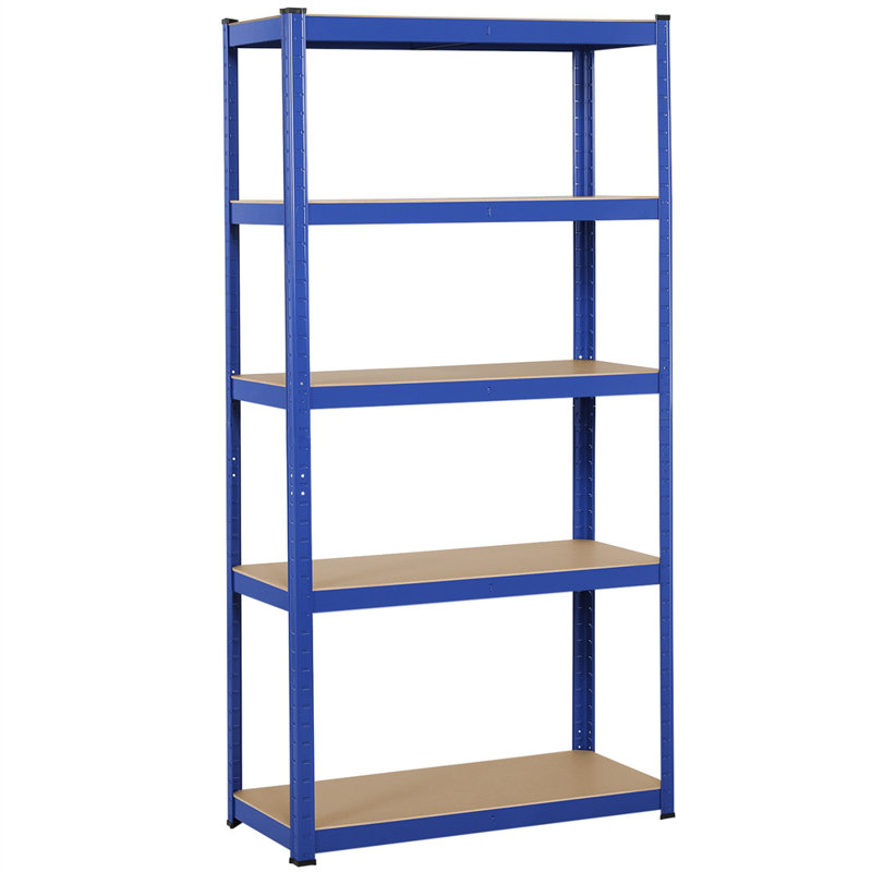 90cm W Steel Shelving Unit, Blue/Natural