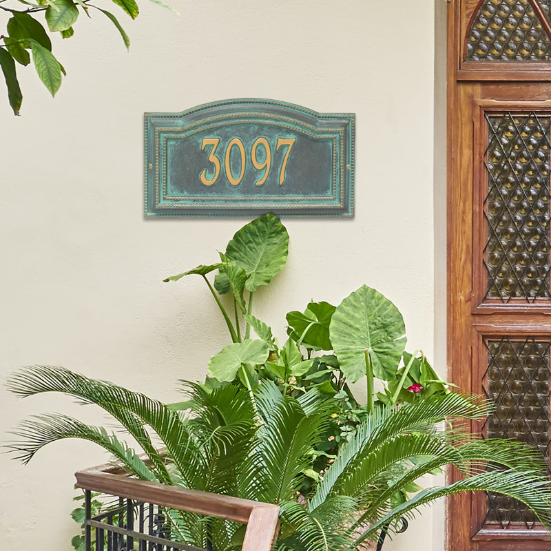 Plaque d'adresse murale 1 ligne Signature Series, Bronze, Oui, Vert-de-gris