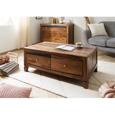 Ancona Solid Wood Four Leg Coffee Table with Storage