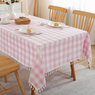 Nappe rectangulaire en tissu de coton et en vichy avec gland lavable et infroissable Buffalo