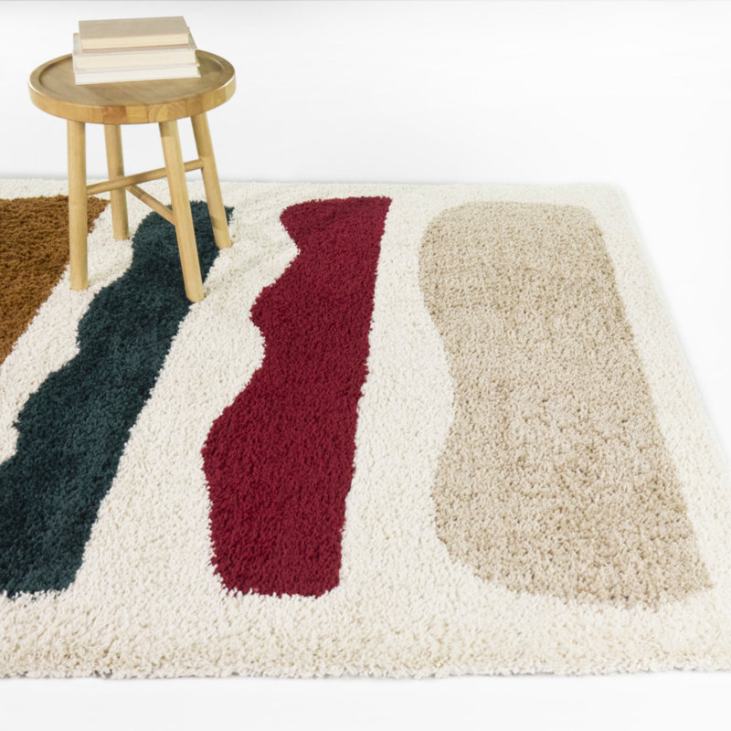 Augustin Multicolor Organic Squiggles Area Rug, Rectangle 5'3" x 7'