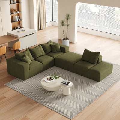 Ensemble de canapé modulaire modulaire en forme de L de 132 po avec 6 coussins