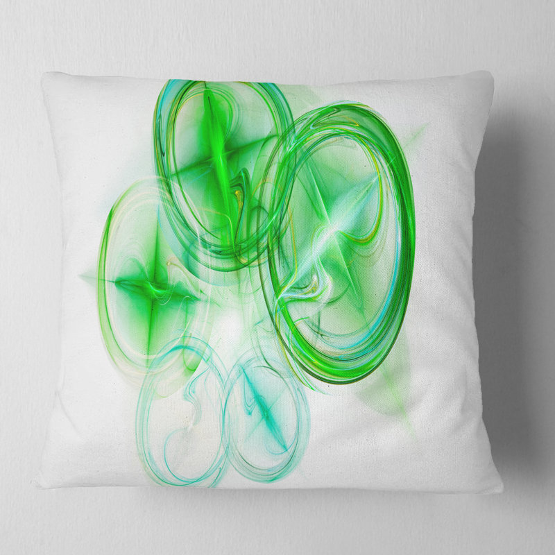 Bureau Fractal - Coussin imprimé abstrait, 16 po x 16 po, Blanc