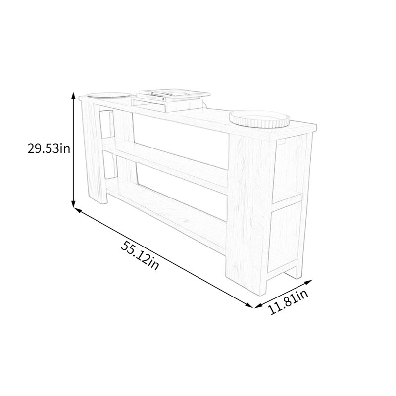 Console Nordic, 29,53 po H x 55,12 po L x 11,81 po P, Brun