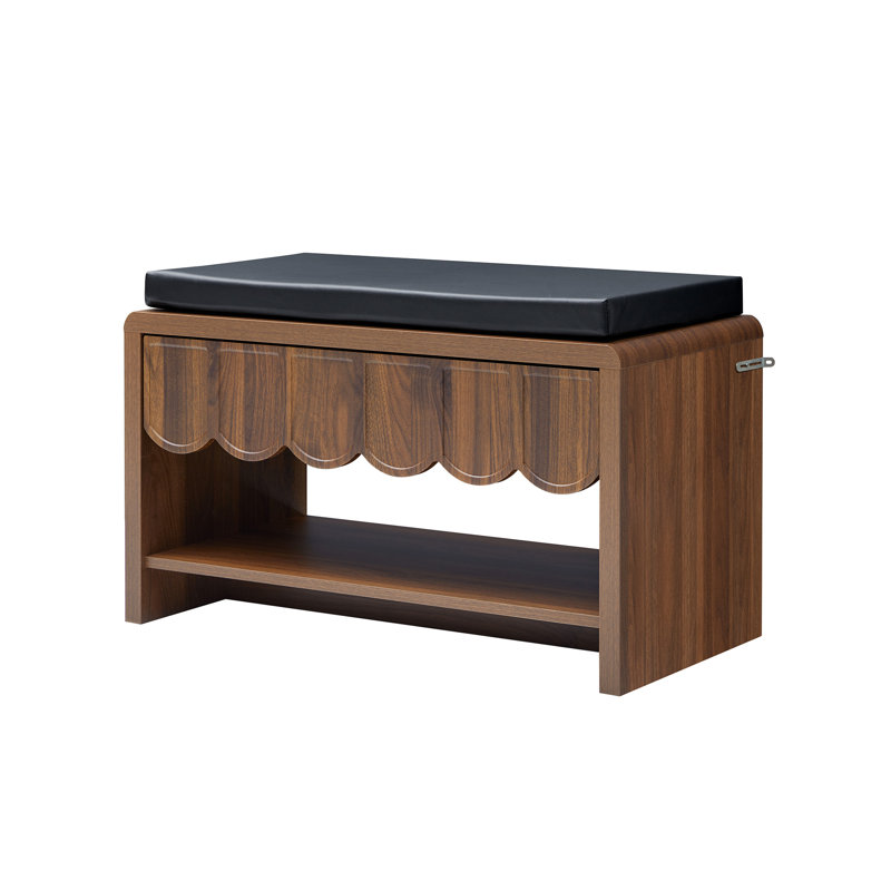 Pu Upholstered Shoe Storage Bench With A Drawer, Walnut