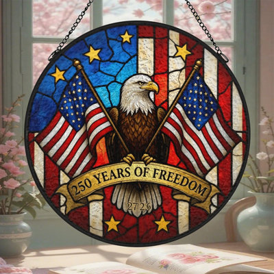 American Eagle, drapeaux, drapeaux de liberté, vitrail, bannière, attrape-soleil, pour décor de fenêtre