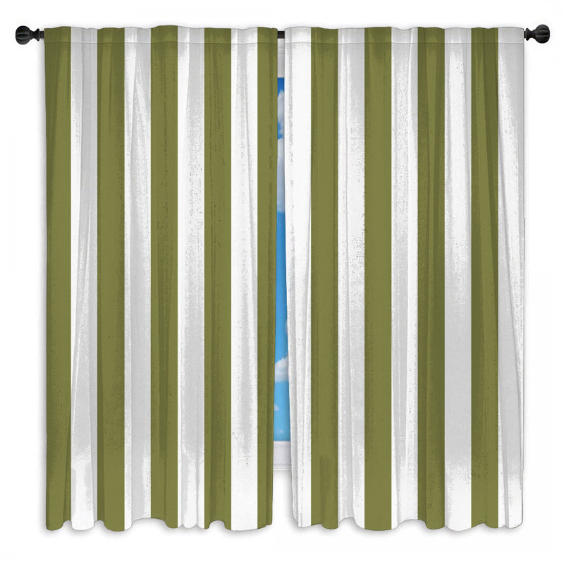 Vertical Olive Stripes Window Curtains Stripes Sheer & Room Darkening - 2 Panels, 20 po x 80 po - 2 panneaux, Transparent