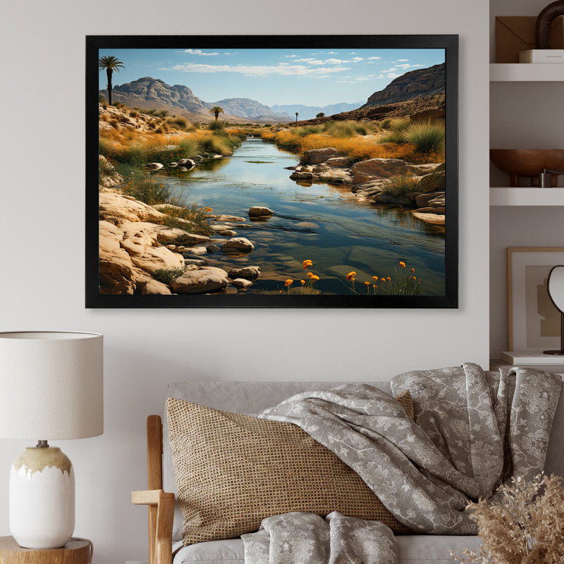 Désert oasis III sur toile, H 34 po x l 44 po x P 1,5 po, Cadre photo noir