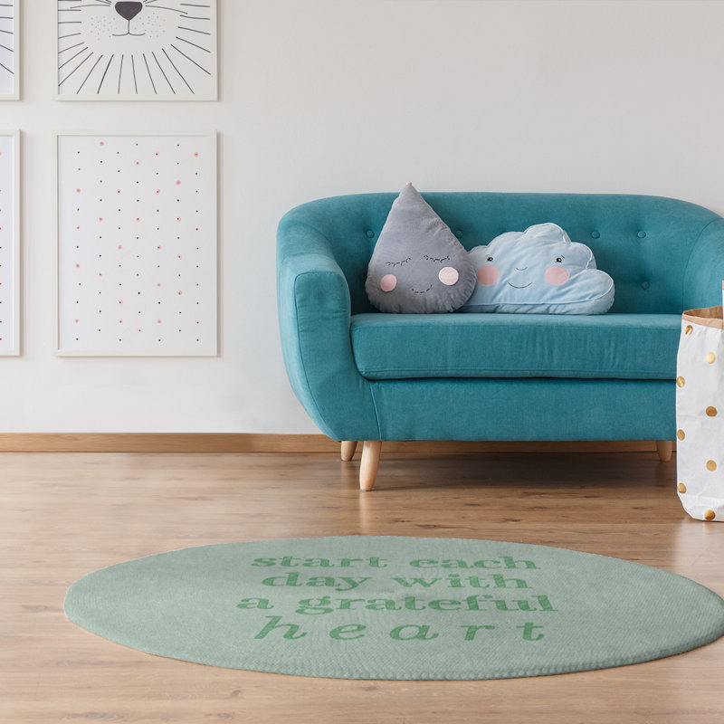 Tapis en chenille inspiré de citations, Rond 5 pi