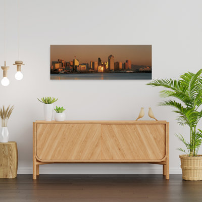 San Diego Skyline At Sunset by J Sohm/VOA LLC - Wrapped Canvas Panoramic Print