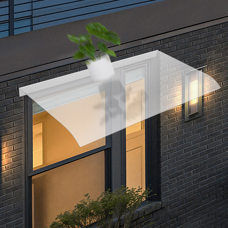 Auvent de fenêtre incliné en transparent, Transparent, H 0,14 po x l 39,4 po x P 19,7 po
