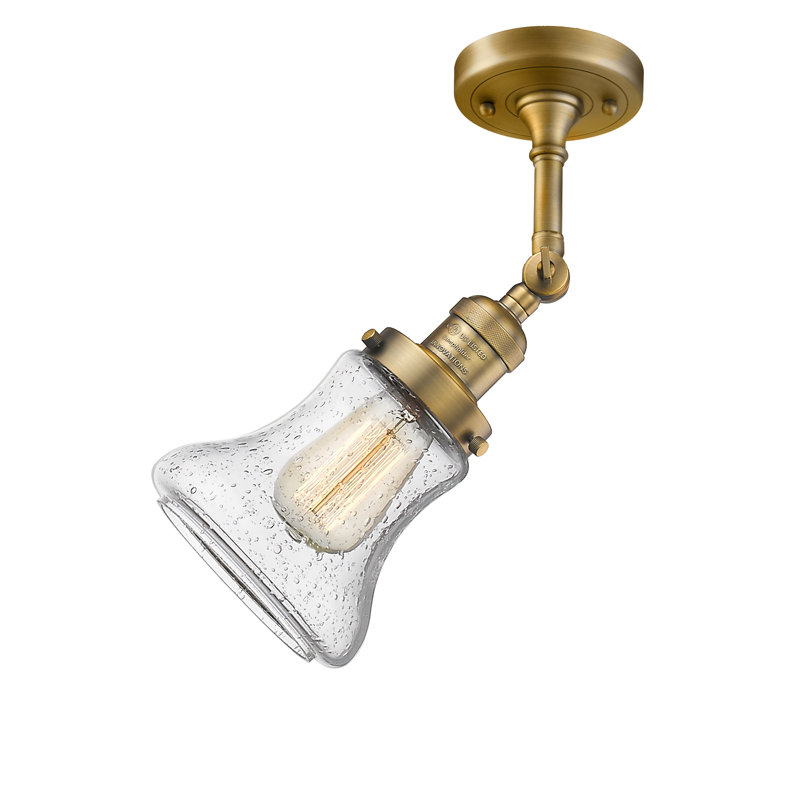 Plafonnier semi-encastré à 1 lumière de 6,25 po Edda, Ampoule non incluse, Blanc mat, Or satiné