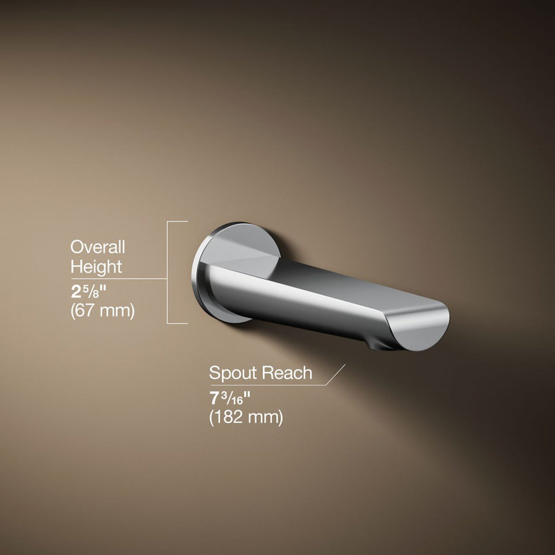Avid Wall-Mount Bath Spout, Polished Chrome