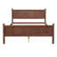 Grand lit plateforme avec tête et pied de lit, grain de bois de style campagne moderne noyer foncé-955335574-955335575
