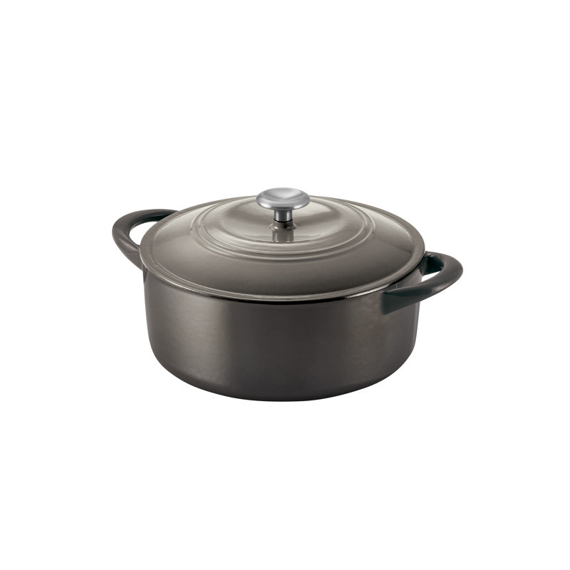 Cocotte ronde en fonte émaillée de couleur brune, 6 pintes, Métal industriel