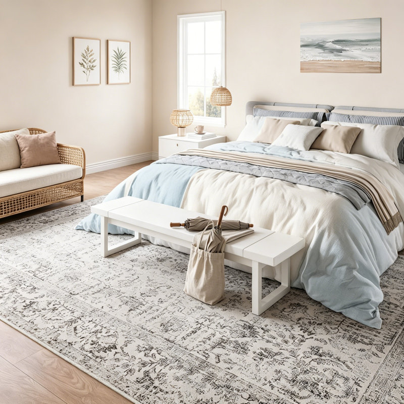 Rectangle Floral Vinyl Washable Area Rug, 200*300cm