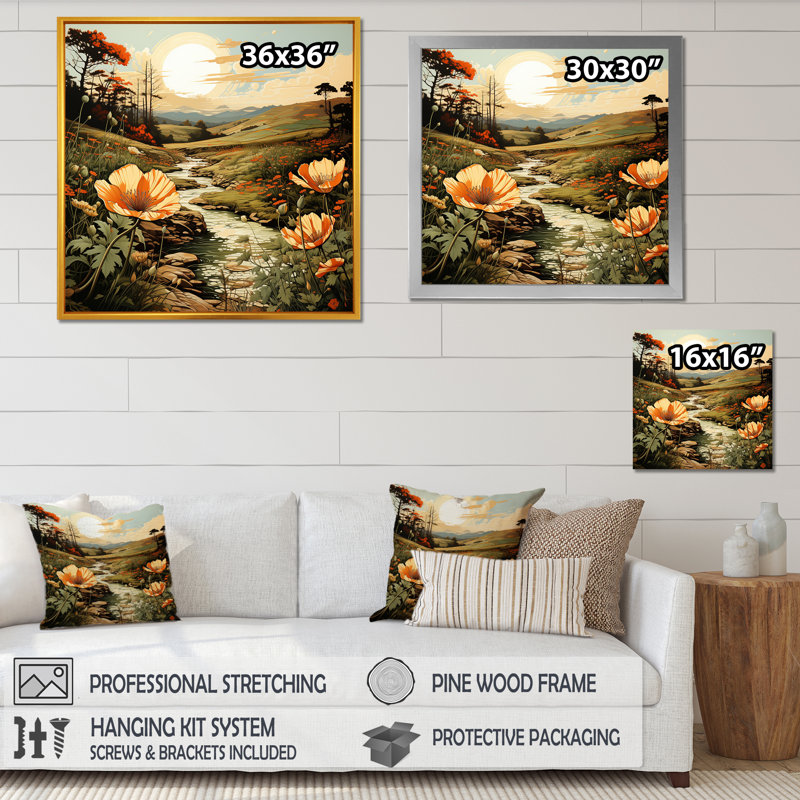 Paysage de montagne botanique audacieux I, H 16 po x l 16 po x P 1 po, Toile tendue