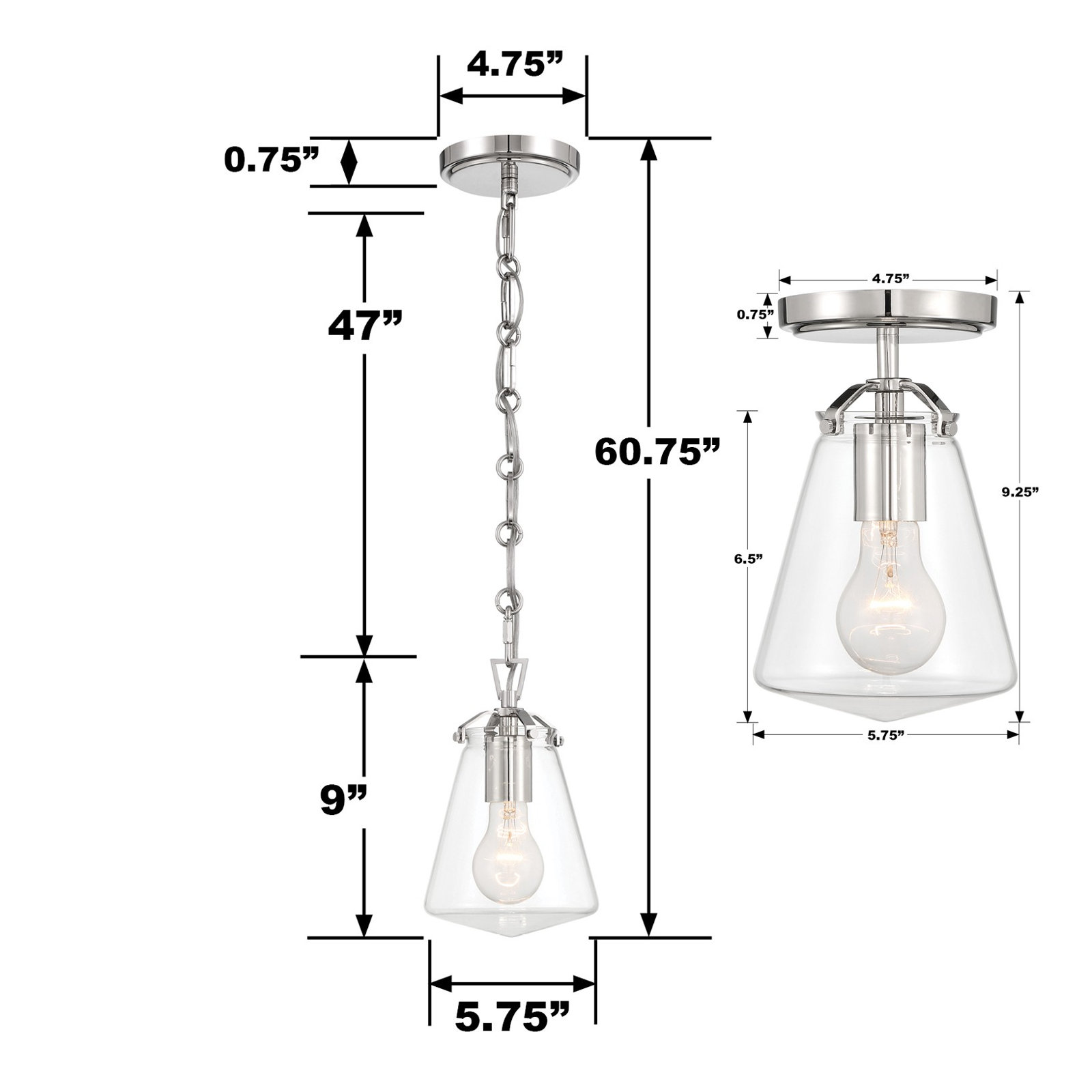 Moroni Flush Mount, Polished Nickel