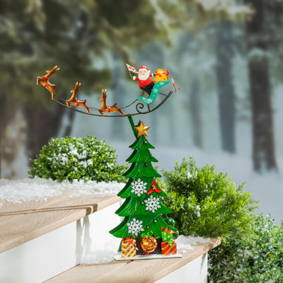 Santa Delivery Metal Garden Statue, 25.5"H