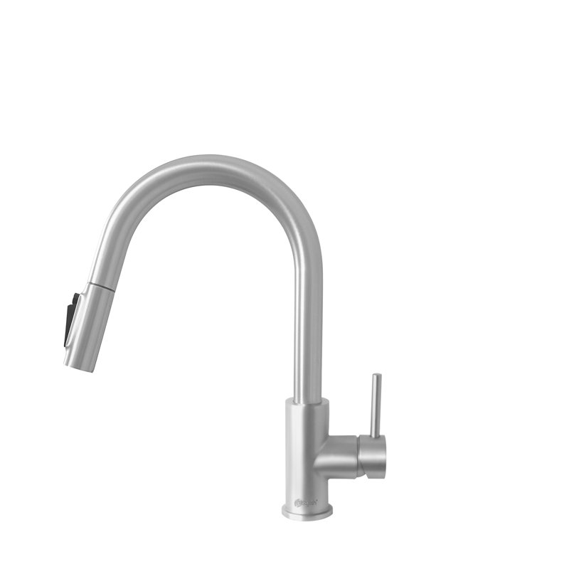 Robinet de cuisine élégant à poignée simple avec osmose réversible Modena, Acier inoxydable brossé