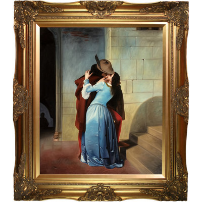 "Le baiser" par Francesco Hayek, reproduction d’art sur toile encadrée