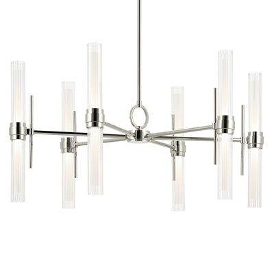 33 Inch LED 12 Light Chandelier with Clear Fluted Glass