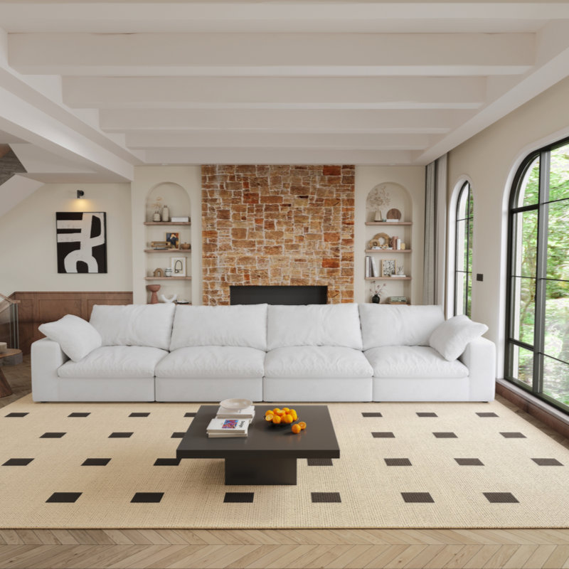 Canapé modulaire blanc, H 34,6 po x l 40 po x P 160 po, 4