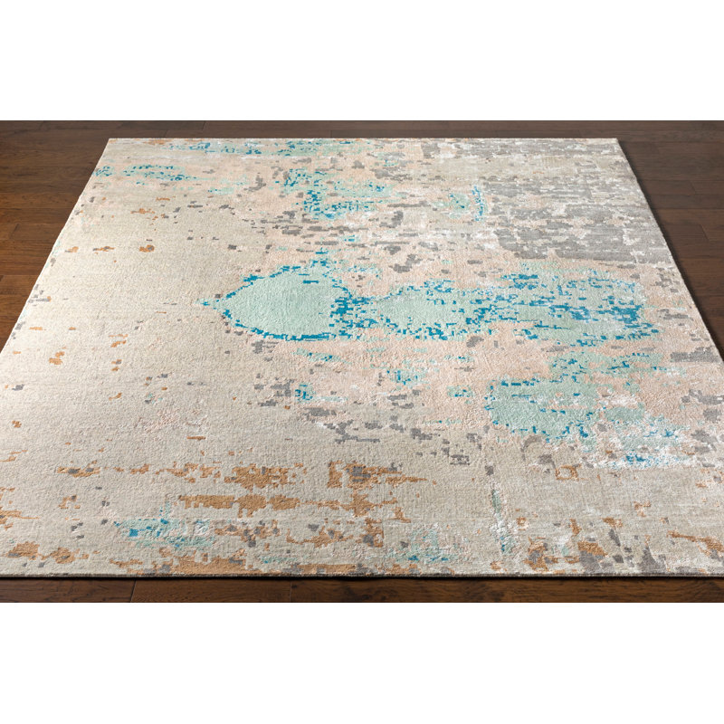 Tapis beige en laine noué à la main Laporte, Rectangle 6 pi x 9 pi