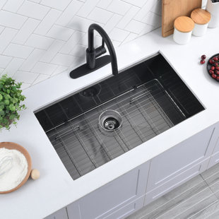 32 Inch Black Stainless Steel Undermount Drop In kitchen Sink