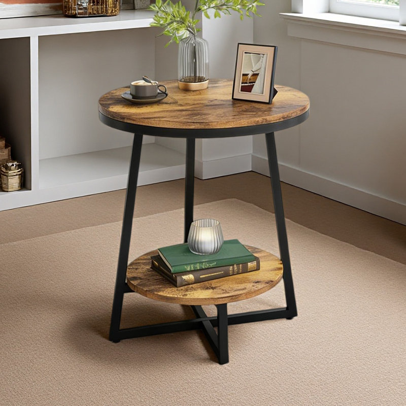 Modern Side Table,Rustic End Table,Round Coffee Table