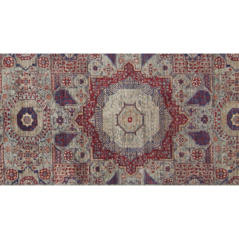 Tapis unique gris, rouge et bleu de 2 pi 5 po x 27 pi 4 po