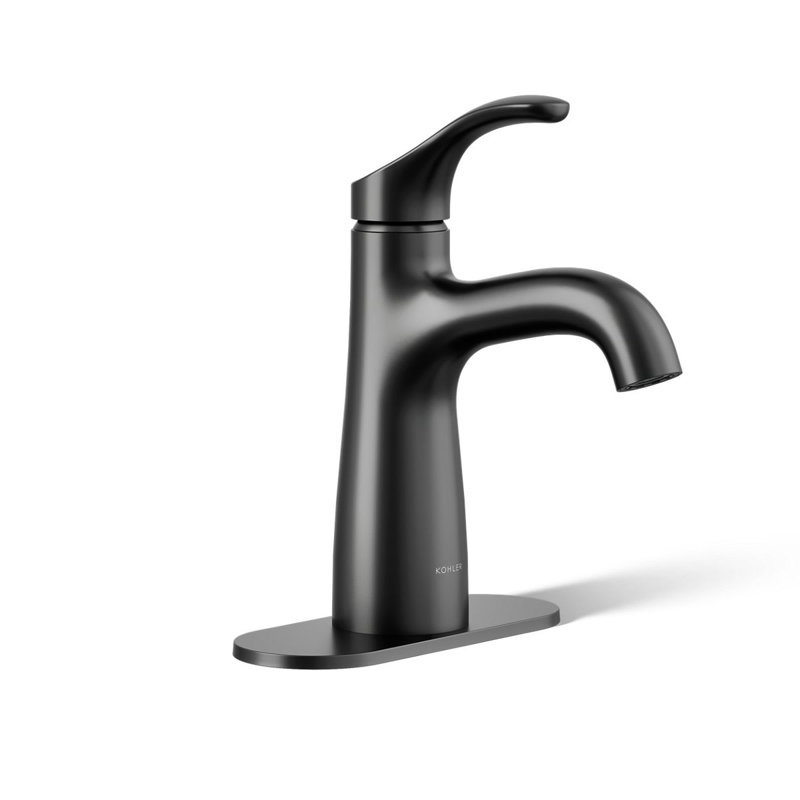 Robinet de lavabo de salle de bain à poignée simple Simplice, Noir mat, 1,2 gallon par minute