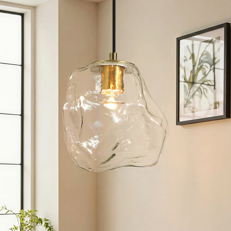 1 - Light Kitchen Island Pendant Light Hand-Blown Glass Shade