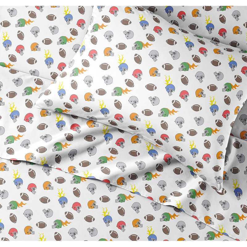 Kids Sheet Set, Soft Microfiber Bedding, Cozy & Breathable, Wrinkle Free Easy Care Bed Sheets, Football