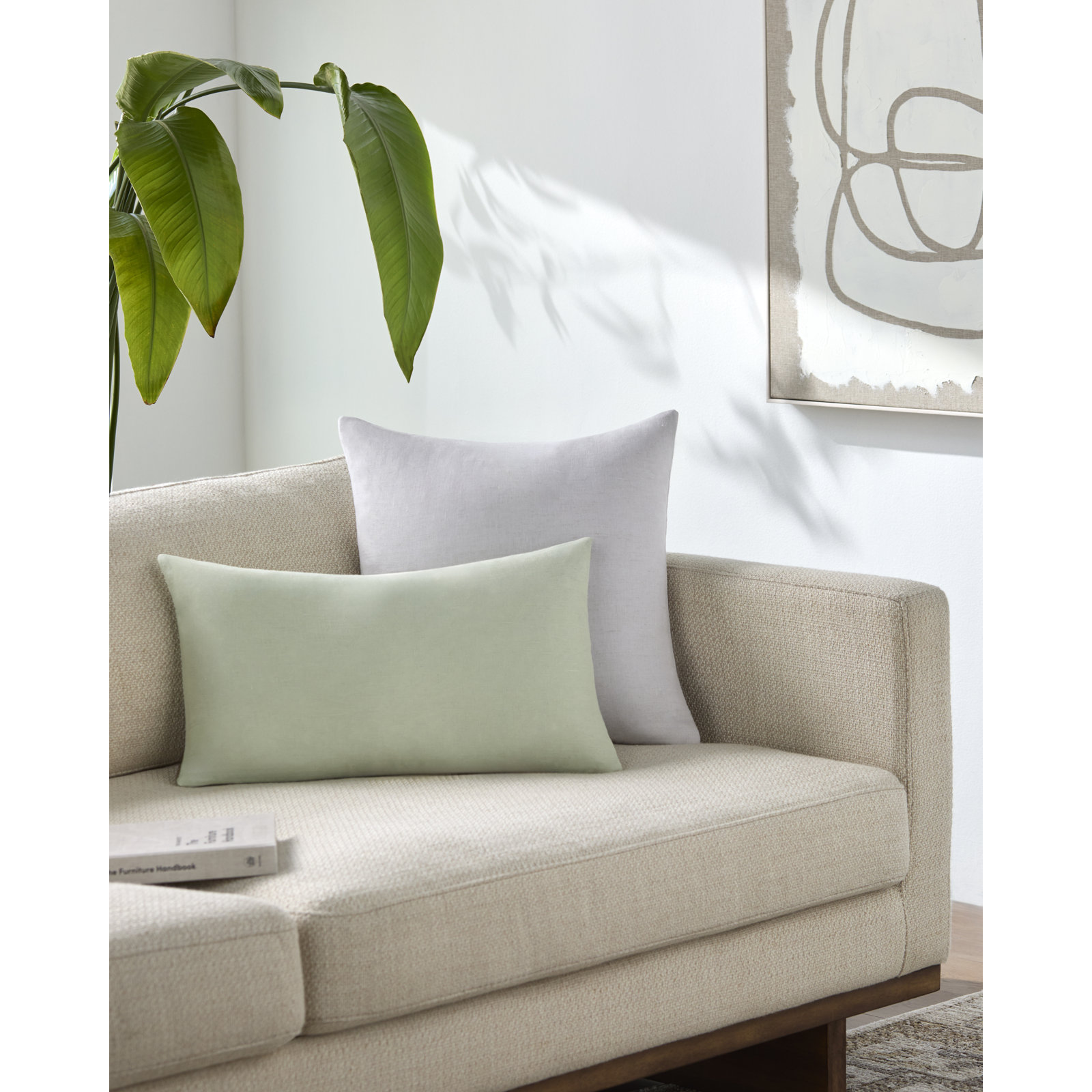 Lanie Linen Pillow Cover, Green, Rectangle 12"H x 21"W