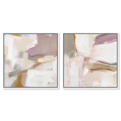 Bailante Duet Canvas Print Neutral Wall Decor Set by Art Remedy, Black Frame, 12 x 12