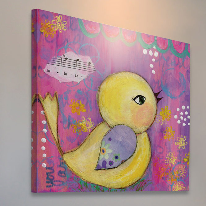 «La La Birdie» par Jill Lambert, reproduction sur toile tendue, H 40 po x l 40 po x P 1,5 po