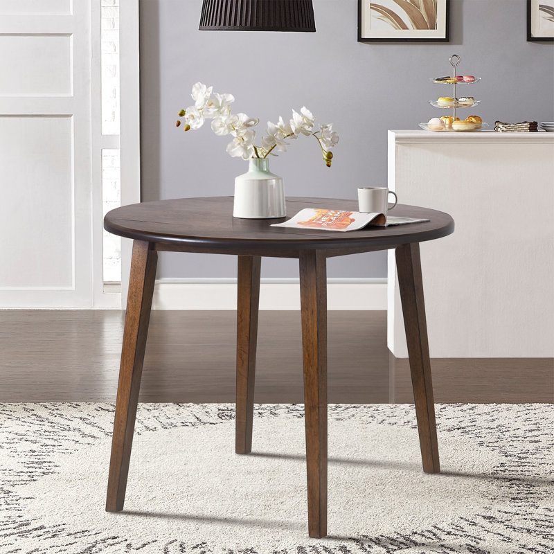 Layce Extendable Round Solid Wood Dining Table, Light Brown