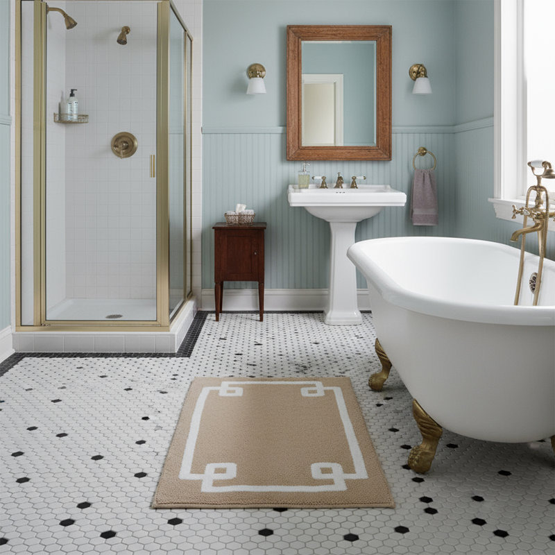 Tapis de bain en coton touffeté avec envers antidérapant