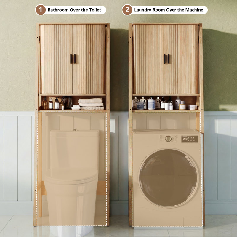 66.93"H Freestanding Over The Toilet Storage, Natural
