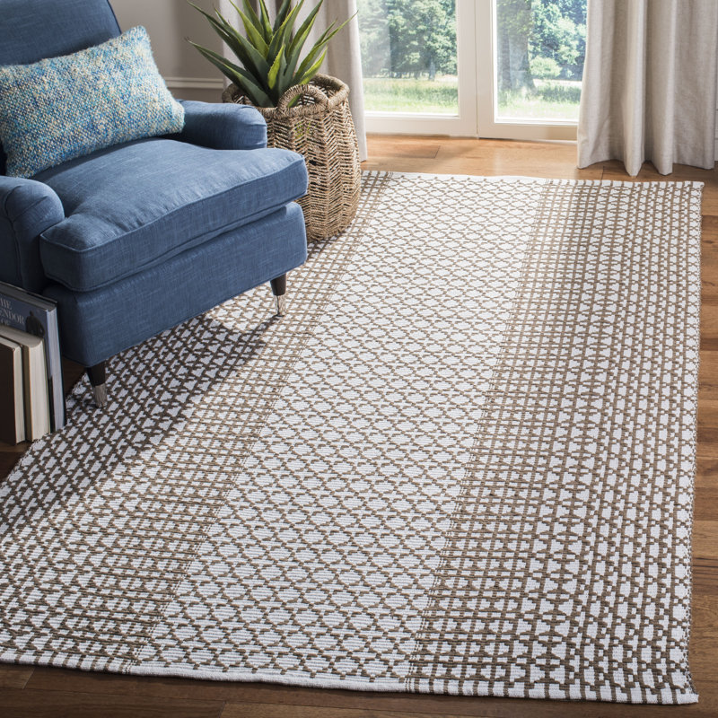 Amaral Hand Woven Cotton Geometric Rug, Rectangle 8' x 10'