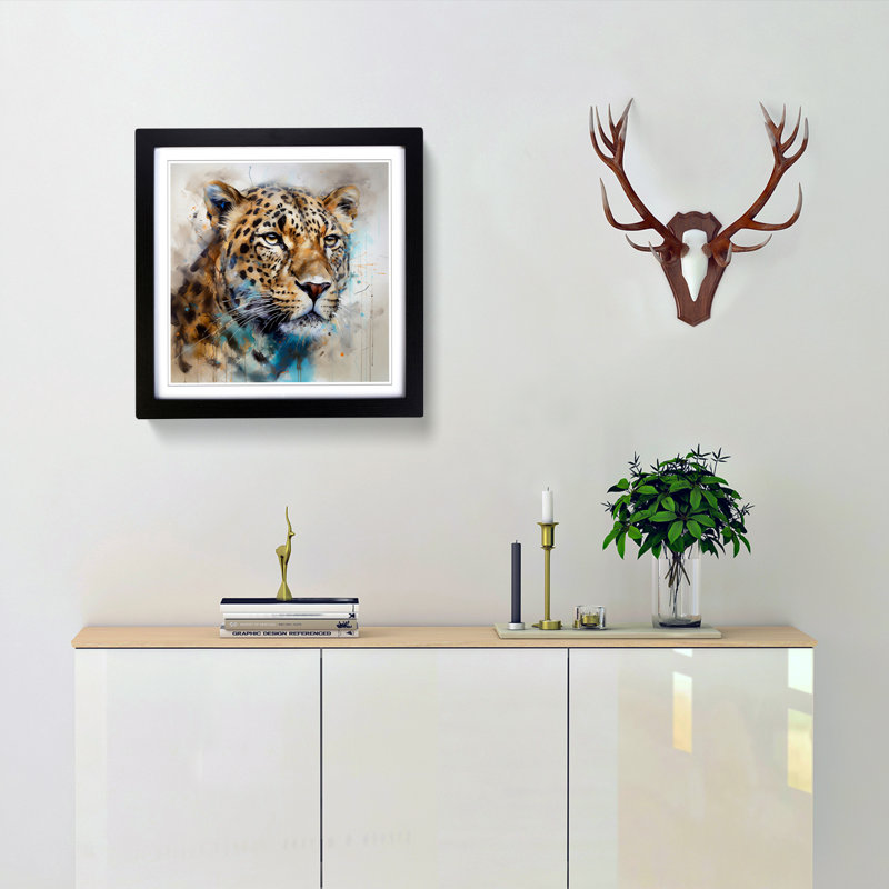 Leopard Gestural Art No.2 - Framed Print, Black