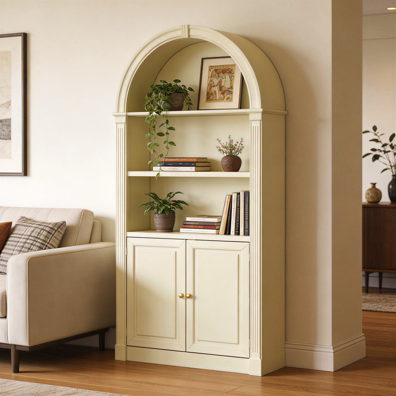 Arc-Shaped Cabinet With Open Shelves