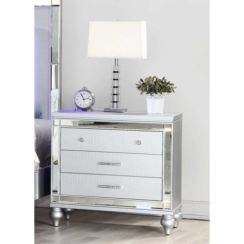 Table de chevet Modern 3 avec détails de miroir